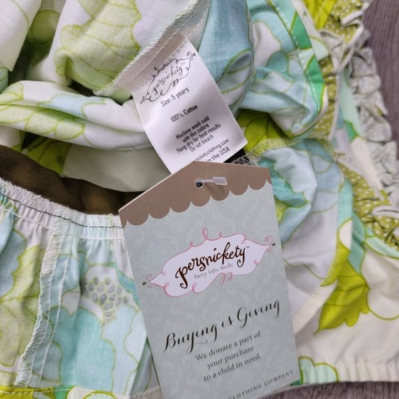 Persnickety NWT 70s inspired sleeveless top green white brown 100% cotton size 5 - Picture 3 of 4